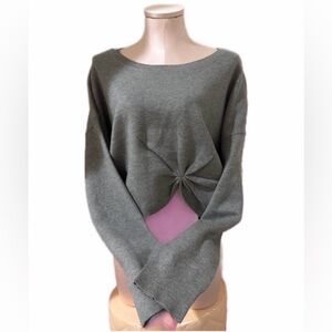 Anthropologie Gray Knotted cropped Sweater